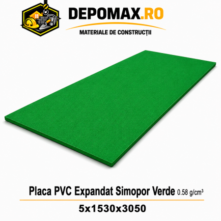 Placa rigida PVC Simopor Verde 0.58 g/cm3, 5x1530x3050 mm